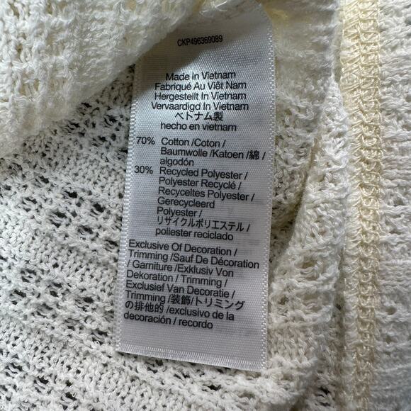 Madewell Crochet-Knit V-Neck Sweater Tee XS Vintage Ivory Short Sleeve Pullover - Picture 7 of 9